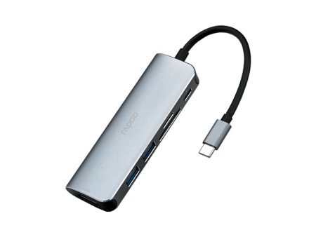 Rapoo XD120 USB-C Hub USB3.0 5Gbps High Speed Docking Station HDMI-compatible Adapter TF SD Card Reader USB Type-C Data Transmission Converter - Silver